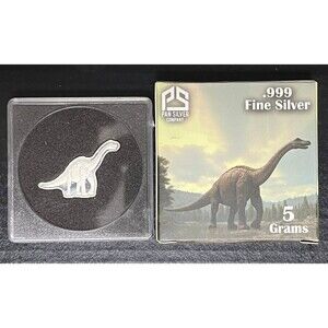 PAN Silver 5 Gram .999 Dinosaurs - Ltd # 0887 /3000 Brachiosaurus - Open Box